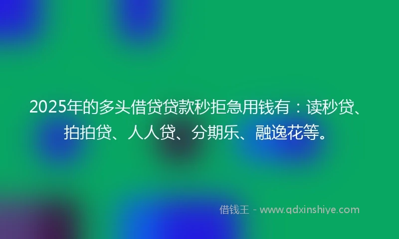2025年的多头借贷贷款秒拒急用钱有：读秒贷、拍拍贷、人人贷、分期乐、融逸花等。