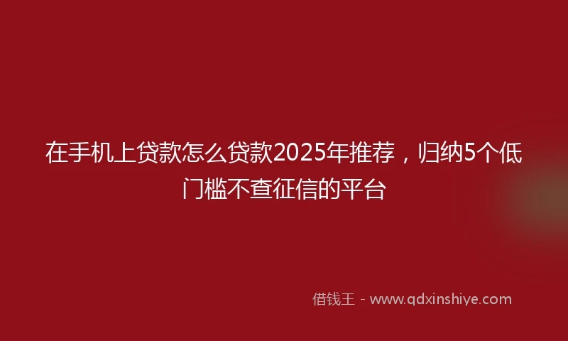 在手机上贷款怎么贷款2025年推荐，归纳5个低门槛不查征信的平台
