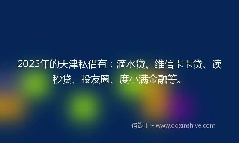 2025年的天津私借有：滴水贷、维信卡卡贷、读秒贷、投友圈、度小满金融等。