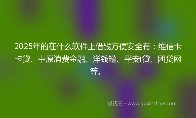 2025年的在什么软件上借钱方便安全有：维信卡卡贷、中原消费金融、洋钱罐、平安i贷、团贷网等。