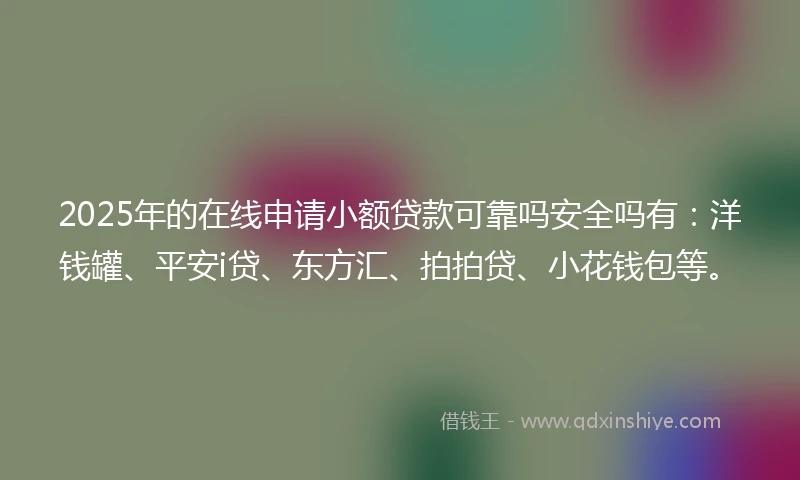 2025年的在线申请小额贷款可靠吗安全吗有：洋钱罐、平安i贷、东方汇、拍拍贷、小花钱包等。