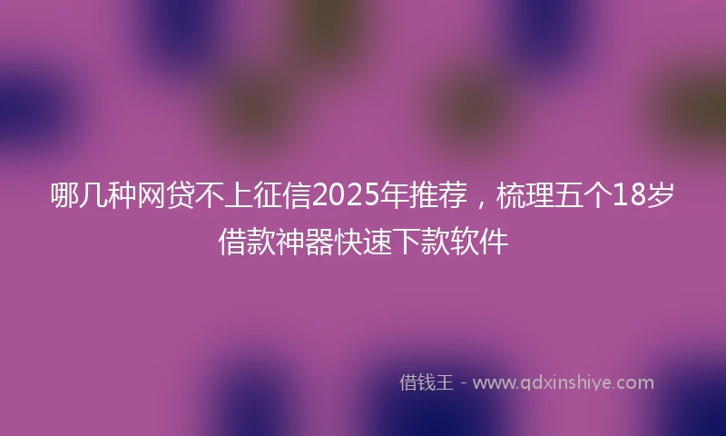 哪几种网贷不上征信2025年推荐，梳理五个18岁借款神器快速下款软件