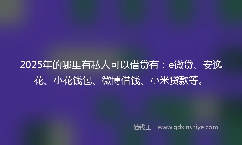 2025年的哪里有私人可以借贷有：e微贷、安逸花、小花钱包、微博借钱、小米贷款等。