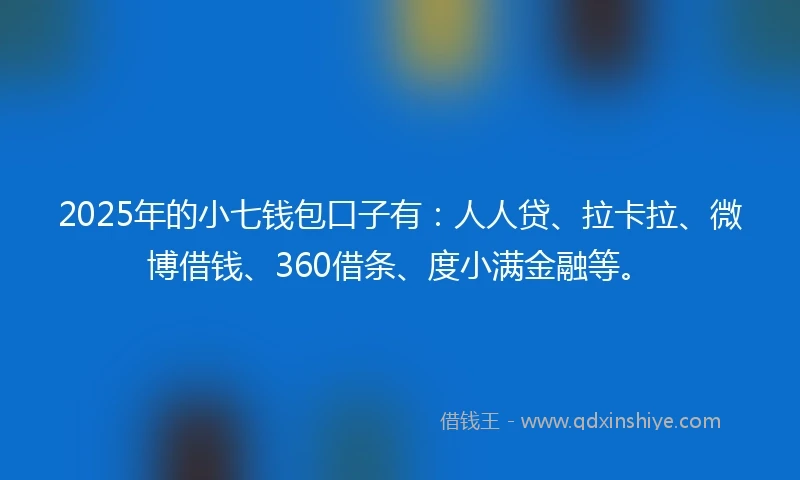 2025年的小七钱包口子有：人人贷、拉卡拉、微博借钱、360借条、度小满金融等。