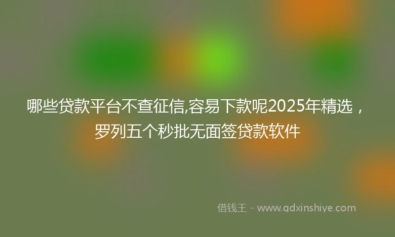 哪些贷款平台不查征信,容易下款呢2025年精选，罗列五个秒批无面签贷款软件