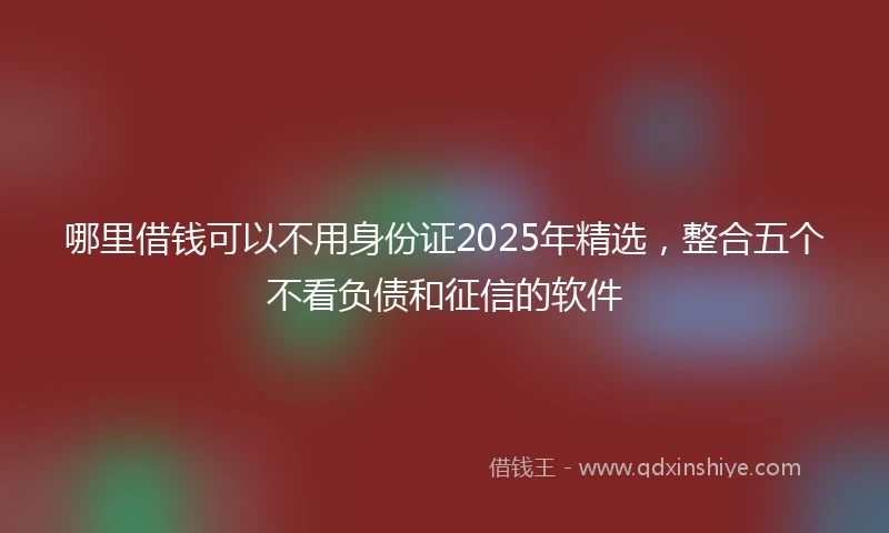哪里借钱可以不用身份证2025年精选，整合五个不看负债和征信的软件