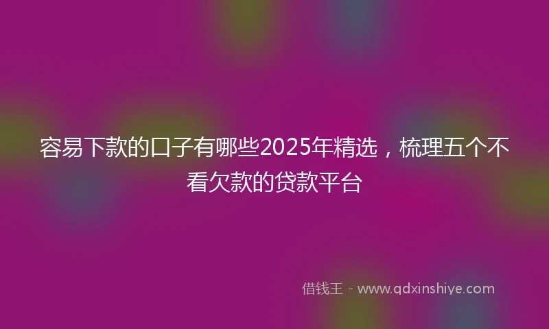 容易下款的口子有哪些2025年精选，梳理五个不看欠款的贷款平台