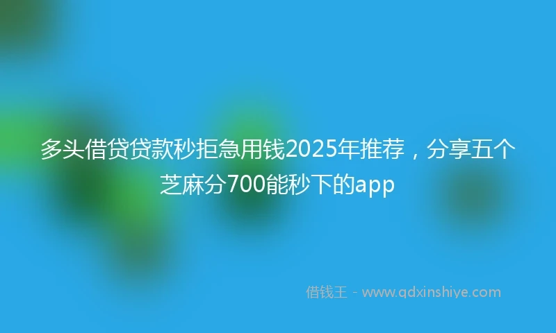 多头借贷贷款秒拒急用钱2025年推荐，分享五个芝麻分700能秒下的app