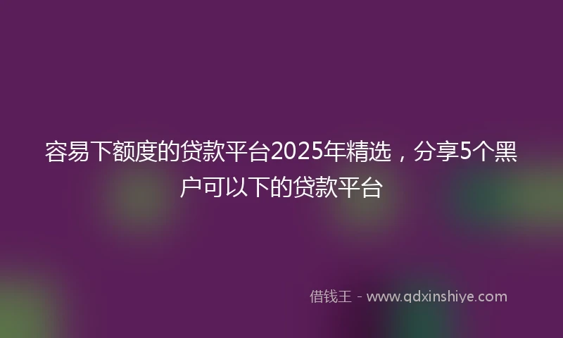 容易下额度的贷款平台2025年精选，分享5个黑户可以下的贷款平台