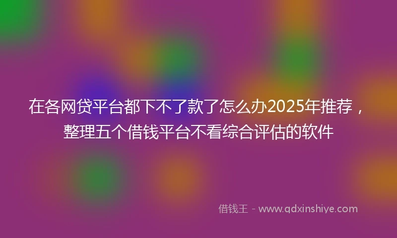 在各网贷平台都下不了款了怎么办2025年推荐，整理五个借钱平台不看综合评估的软件