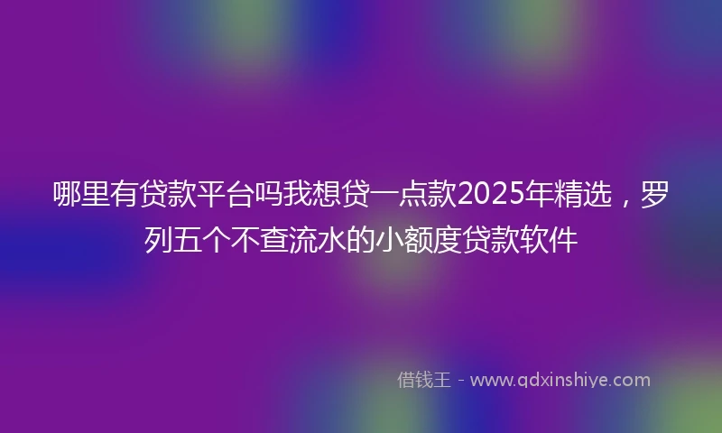 哪里有贷款平台吗我想贷一点款2025年精选，罗列五个不查流水的小额度贷款软件