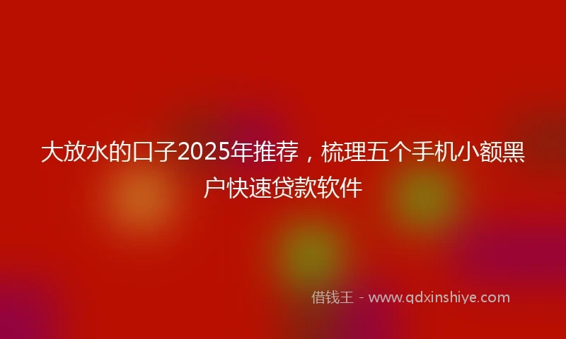 大放水的口子2025年推荐，梳理五个手机小额黑户快速贷款软件
