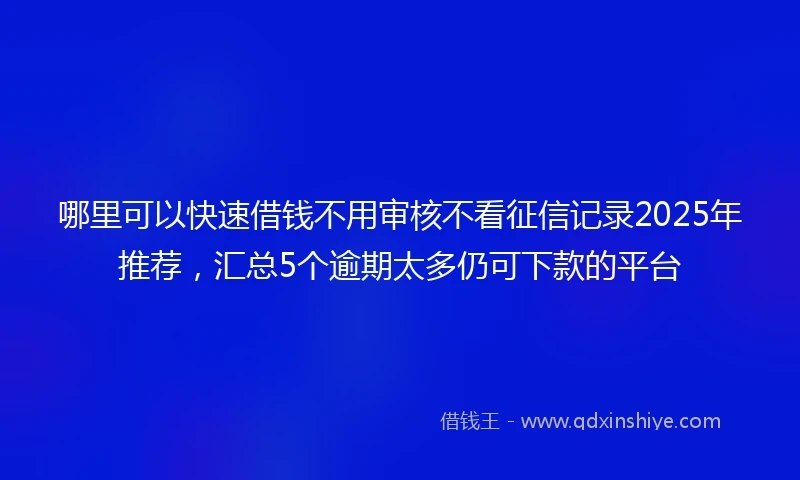 哪里可以快速借钱不用审核不看征信记录2025年推荐，汇总5个逾期太多仍可下款的平台