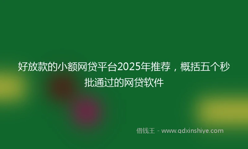 好放款的小额网贷平台2025年推荐，概括五个秒批通过的网贷软件