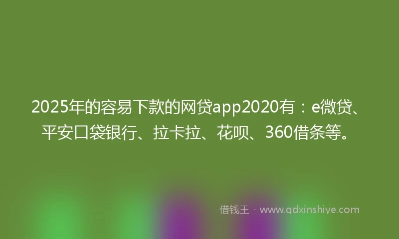 2025年的容易下款的网贷app2020有：e微贷、平安口袋银行、拉卡拉、花呗、360借条等。