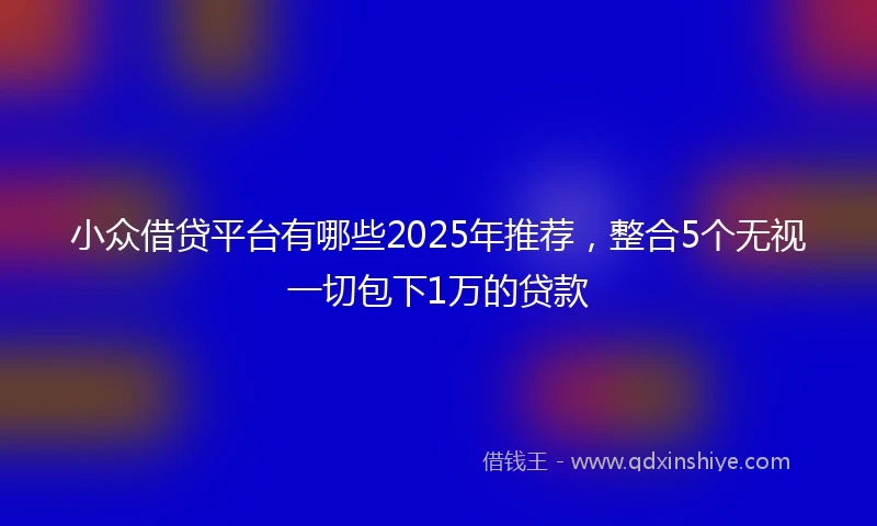小众借贷平台有哪些2025年推荐，整合5个无视一切包下1万的贷款