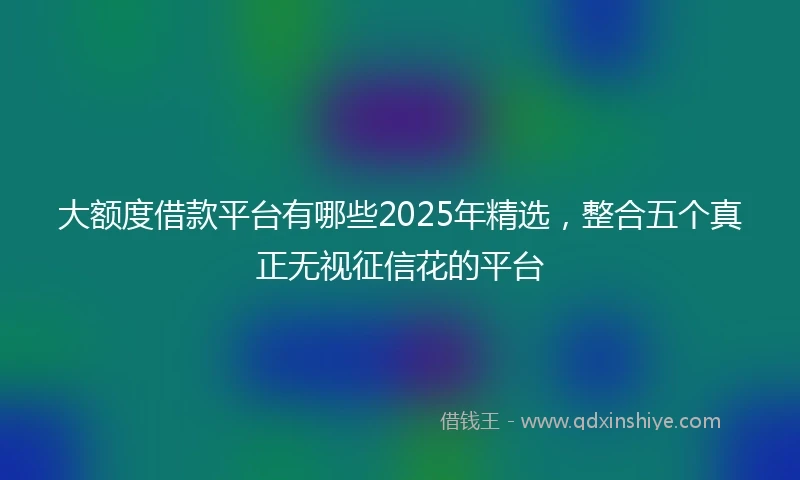 大额度借款平台有哪些2025年精选,整合五个真正无视征信花的平台