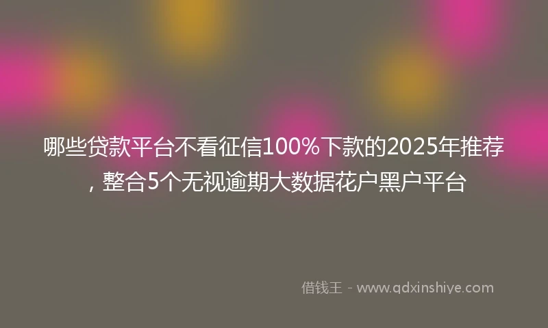 哪些贷款平台不看征信100%下款的2025年推荐,整合5个无视逾期大数据花户黑户平台