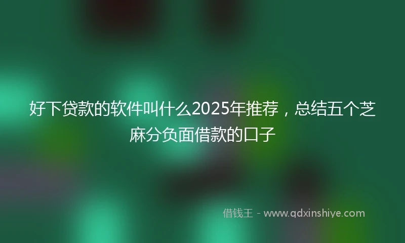 好下贷款的软件叫什么2025年推荐，总结五个芝麻分负面借款的口子