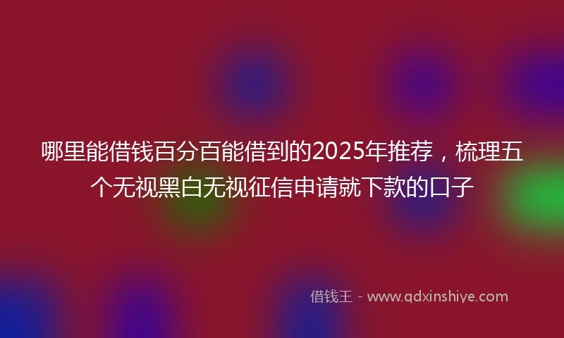 哪里能借钱百分百能借到的2025年推荐，梳理五个无视黑白无视征信申请就下款的口子