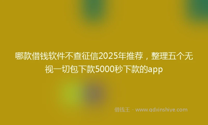 哪款借钱软件不查征信2025年推荐，整理五个无视一切包下款5000秒下款的app