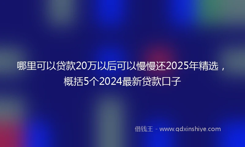 哪里可以贷款20万以后可以慢慢还2025年精选，概括5个2024最新贷款口子