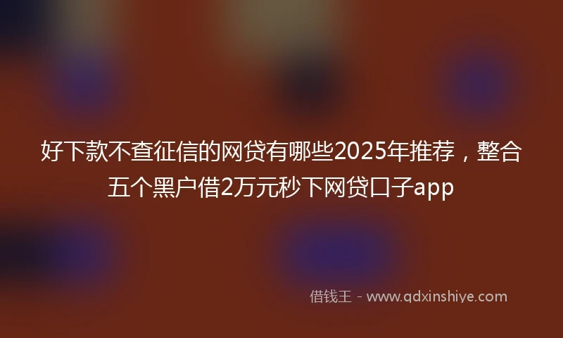 好下款不查征信的网贷有哪些2025年推荐，整合五个黑户借2万元秒下网贷口子app