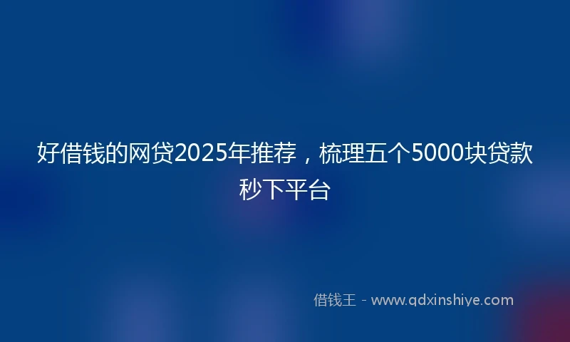好借钱的网贷2025年推荐，梳理五个5000块贷款秒下平台