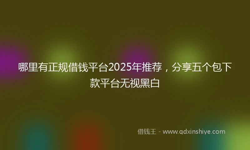 哪里有正规借钱平台2025年推荐，分享五个包下款平台无视黑白