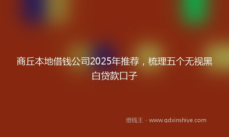 商丘本地借钱公司2025年推荐，梳理五个无视黑白贷款口子