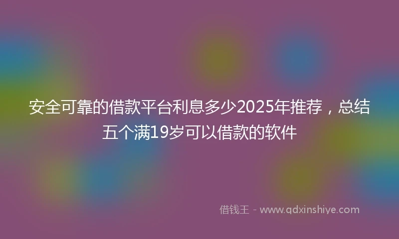 安全可靠的借款平台利息多少2025年推荐，总结五个满19岁可以借款的软件