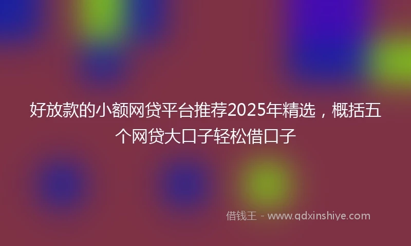 好放款的小额网贷平台推荐2025年精选，概括五个网贷大口子轻松借口子