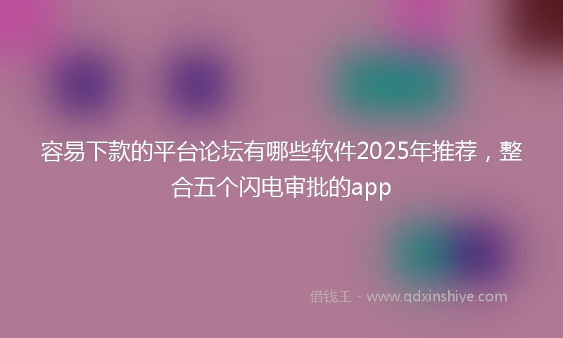 容易下款的平台论坛有哪些软件2025年推荐，整合五个闪电审批的app