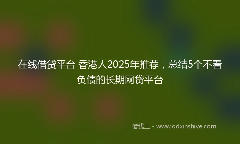在线借贷平台 香港人2025年推荐，总结5个不看负债的长期网贷平台