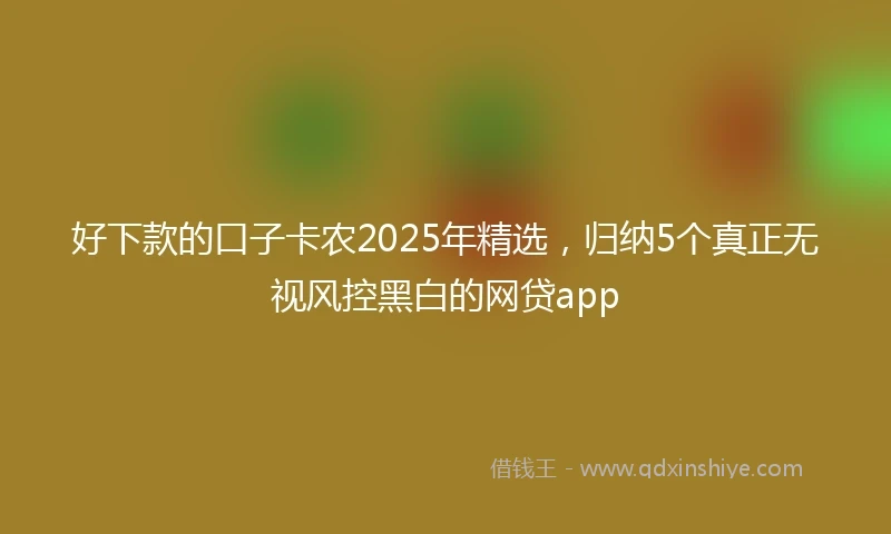 好下款的口子卡农2025年精选，归纳5个真正无视风控黑白的网贷app
