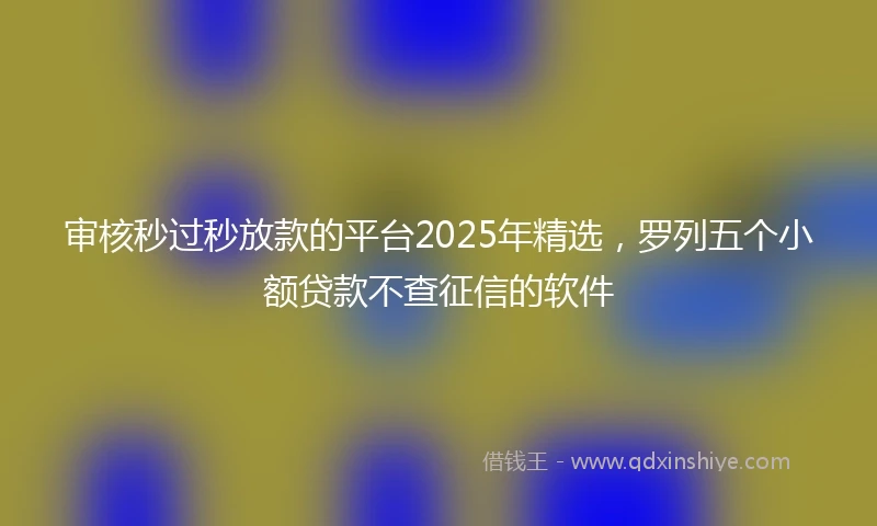 审核秒过秒放款的平台2025年精选，罗列五个小额贷款不查征信的软件