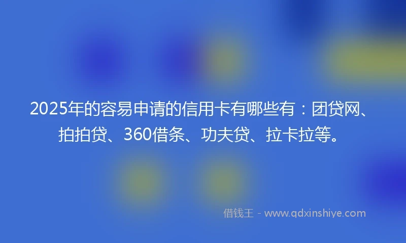 2025年的容易申请的信用卡有哪些有：团贷网、拍拍贷、360借条、功夫贷、拉卡拉等。