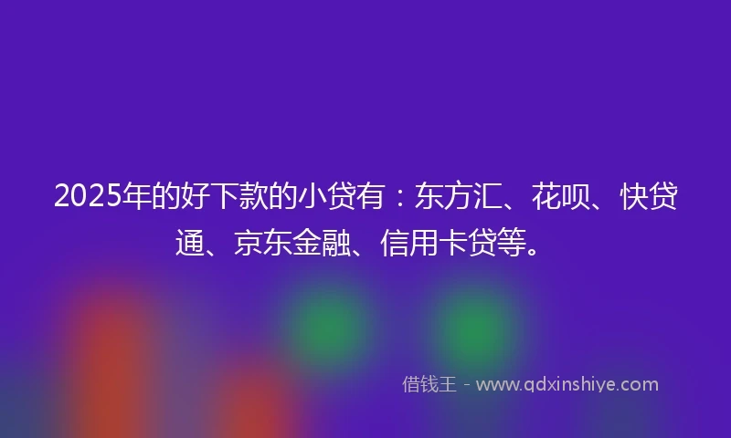2025年的好下款的小贷有:东方汇、花呗、快贷通、京东金融、信用卡贷等。