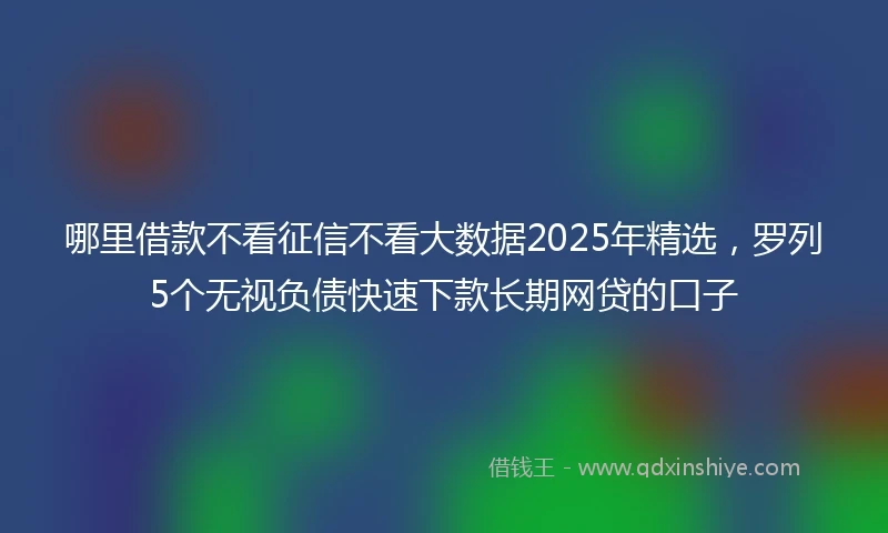 哪里借款不看征信不看大数据2025年精选，罗列5个无视负债快速下款长期网贷的口子