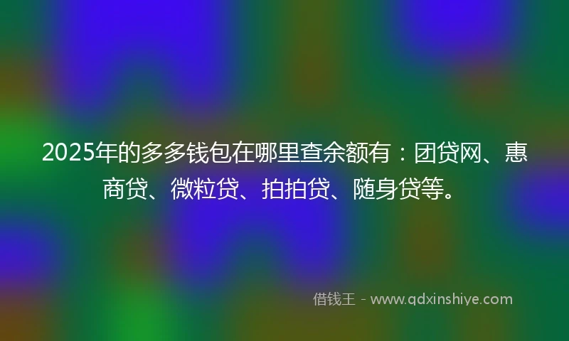 2025年的多多钱包在哪里查余额有：团贷网、惠商贷、微粒贷、拍拍贷、随身贷等。