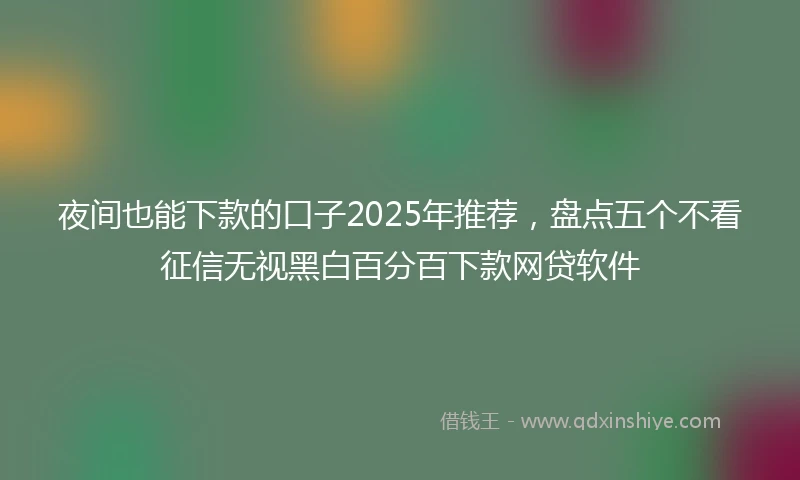 夜间也能下款的口子2025年推荐，盘点五个不看征信无视黑白百分百下款网贷软件