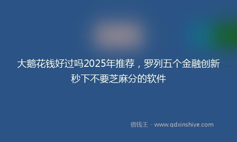 大鹅花钱好过吗2025年推荐，罗列五个金融创新秒下不要芝麻分的软件