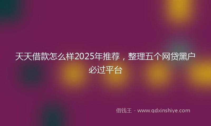 天天借款怎么样2025年推荐，整理五个网贷黑户必过平台