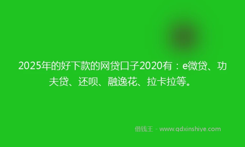 2025年的好下款的网贷口子2020有:e微贷、功夫贷、还呗、融逸花、拉卡拉等。