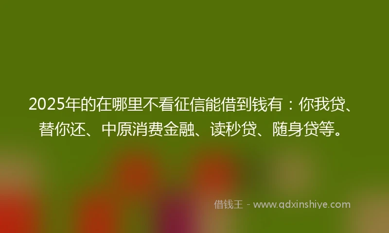 2025年的在哪里不看征信能借到钱有：你我贷、替你还、中原消费金融、读秒贷、随身贷等。