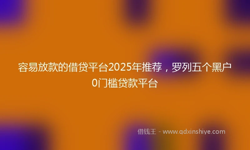 容易放款的借贷平台2025年推荐，罗列五个黑户0门槛贷款平台