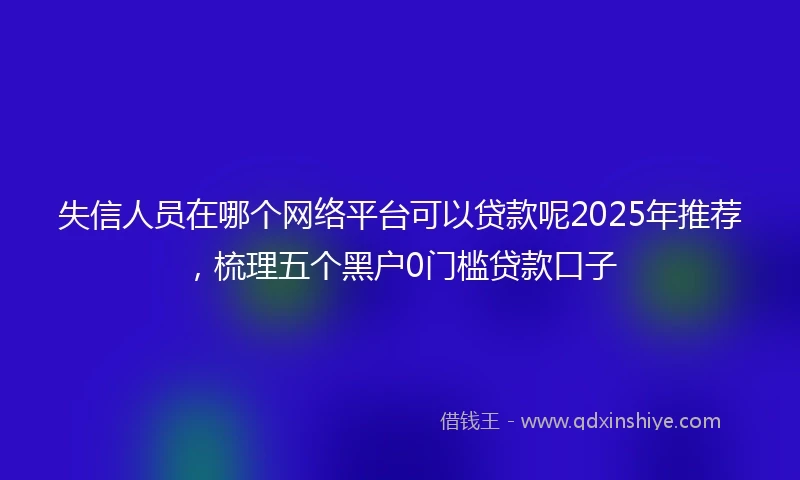 失信人员在哪个网络平台可以贷款呢2025年推荐，梳理五个黑户0门槛贷款口子