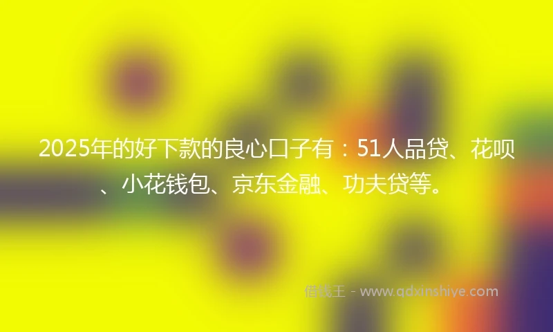 2025年的好下款的良心口子有:51人品贷、花呗、小花钱包、京东金融、功夫贷等。