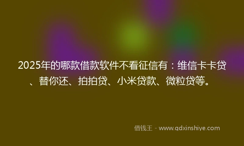 2025年的哪款借款软件不看征信有：维信卡卡贷、替你还、拍拍贷、小米贷款、微粒贷等。