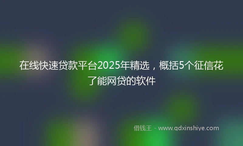 在线快速贷款平台2025年精选，概括5个征信花了能网贷的软件